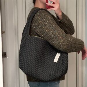 NWT Dark Green Anthropologie Woven Hobo Bag
